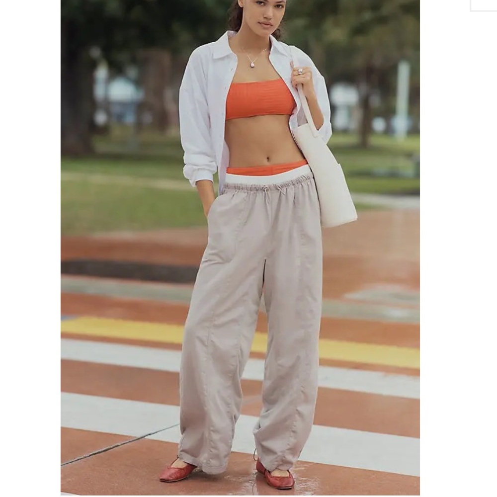 Anthropologie Cream Track Pants